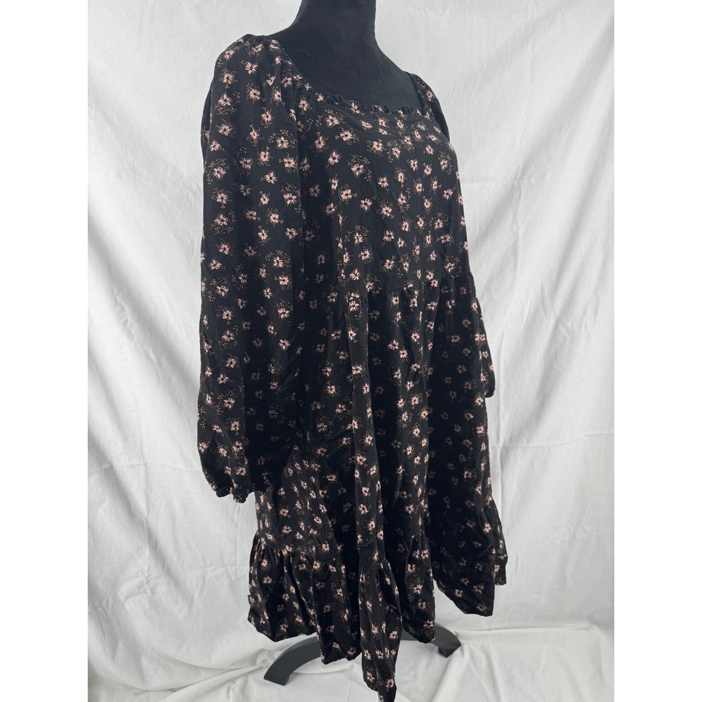Celebrity Pink Women XXXL‎ Black Pink Floral Long Sleeve Smocked Mini Dress - Picture 2 of 6
